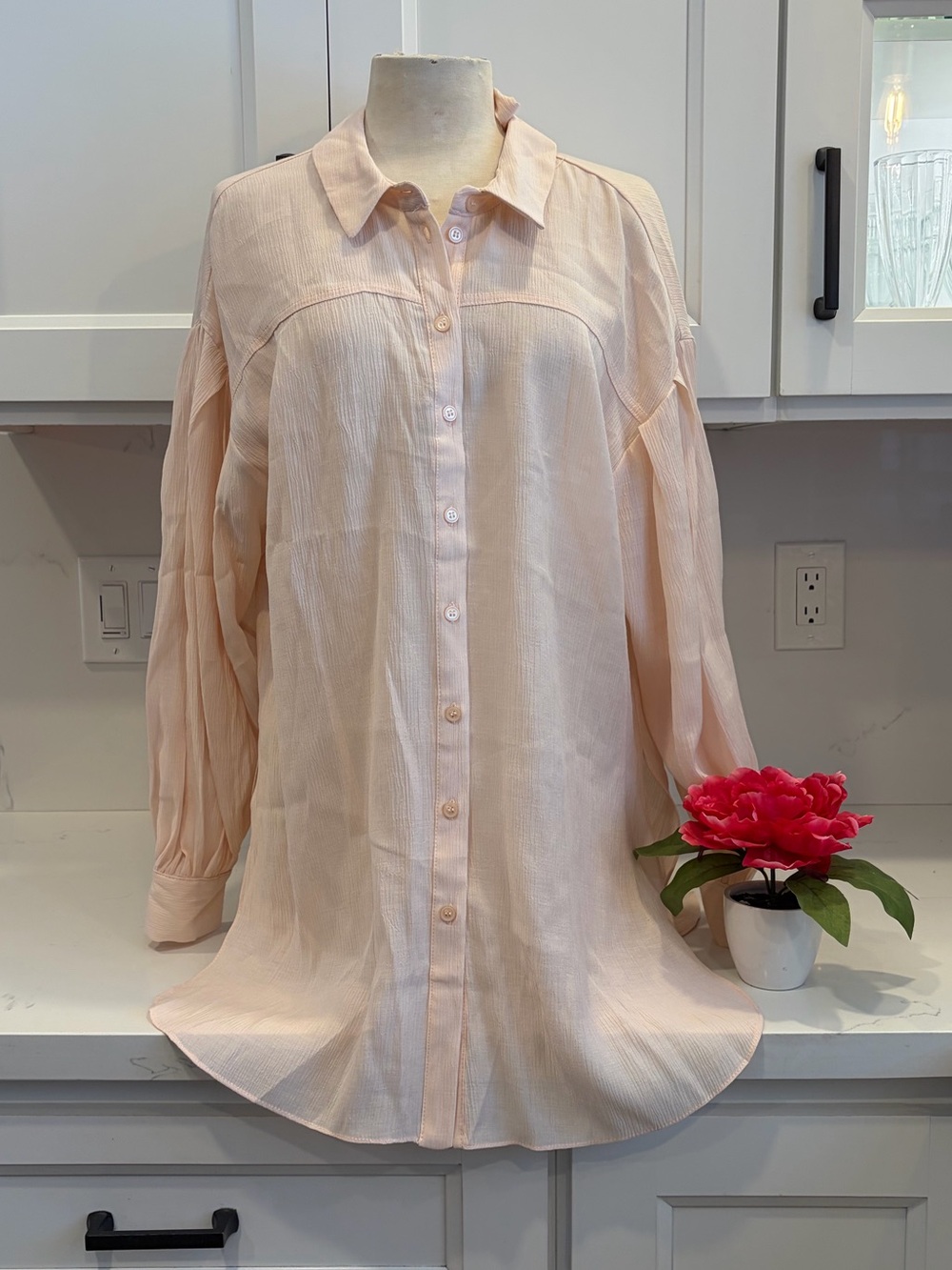 Topshop Pale Blush Button-Down Shirt